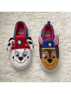 Paw Patrol Kids Plush Slip-On Sneakers in White, Red, Blue, Brown, Pink